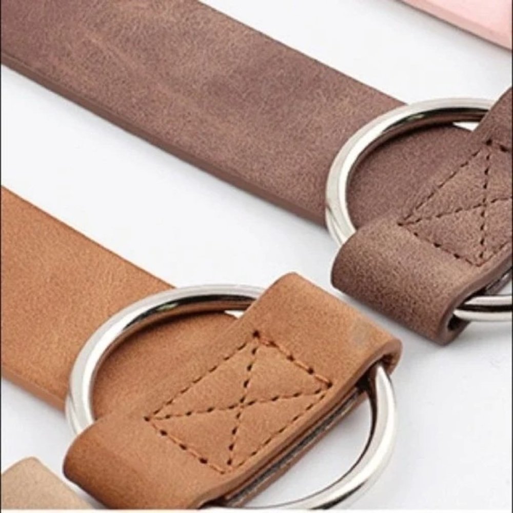 NEW Faux Vegan Leather Belt in Camel Nude Tan - Picture 5 of 12